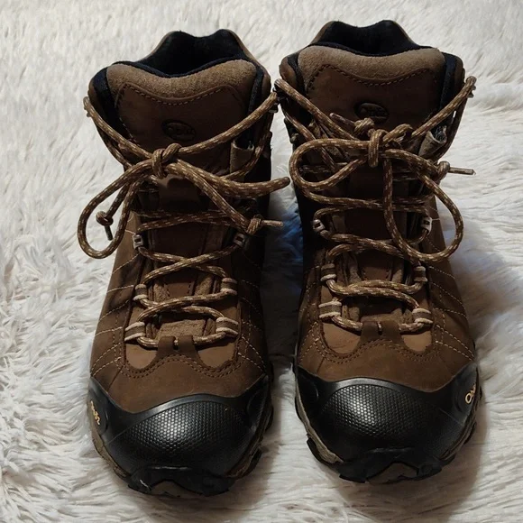 Obōz Womens Bridger Mid Hiking Boots Walnut Brown Leather B-Dry Waterproof 9.5 - Picture 2 of 11